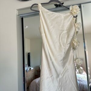 REVOLVE Cream Backless Dress with Floral Accents